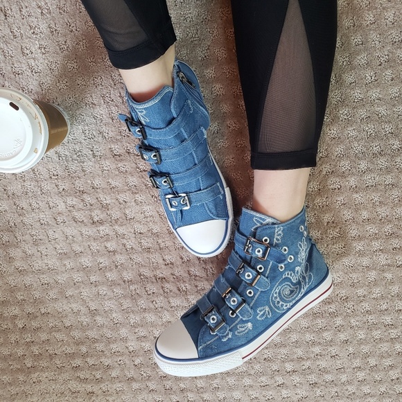 1 LEFT!! Embroidered Denim High Tops - Picture 2 of 7